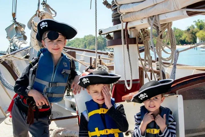 a couple of people on a boat